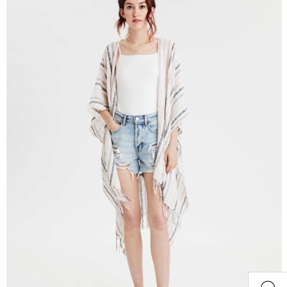 AMERICAN EAGLE STRIPED PATTERN KIMONO